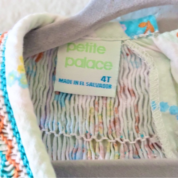 PETITE PALACE Whimsical Print Smocked 100% Cotton Ruffle Sleeve Dress | Size 4T - Picture 5 of 6